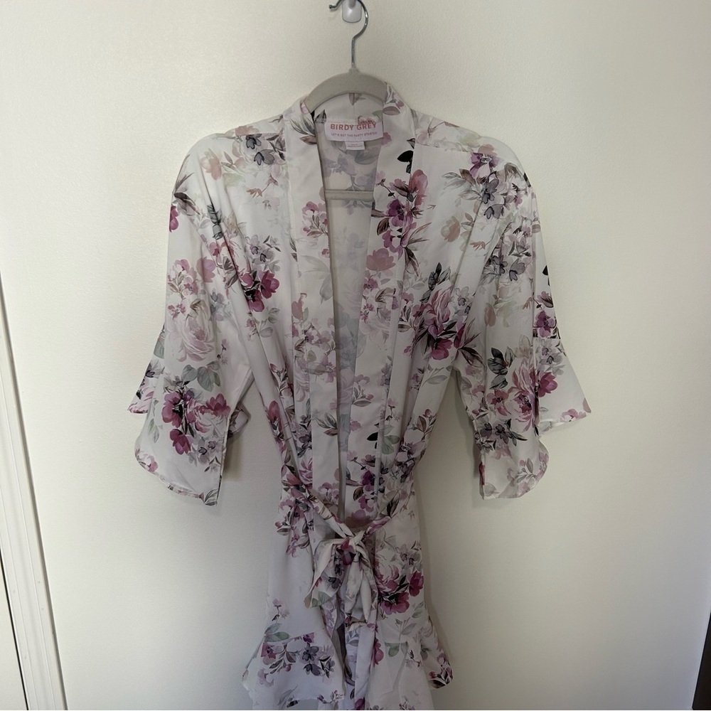 Birdy Grey Kenny Robe Polyester Purple Floral Getting Ready Robe Size XS/S